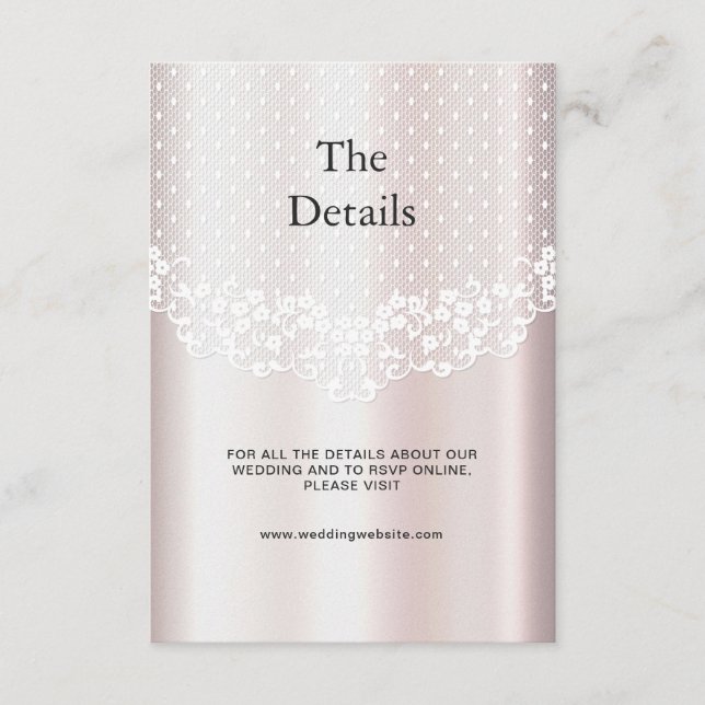Elegant White Lace Floral Detail Enclosure Card (Front)