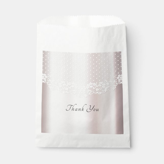 Elegant White Lace Floral Favor Bag (Front)