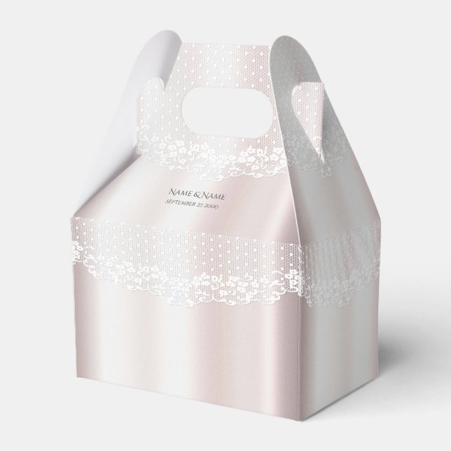 Elegant White Lace Floral Favor Box (Front Side)