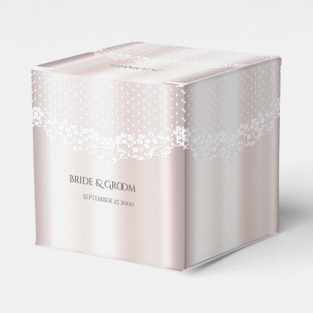 Elegant White Lace Floral Favor Box (Front Side)