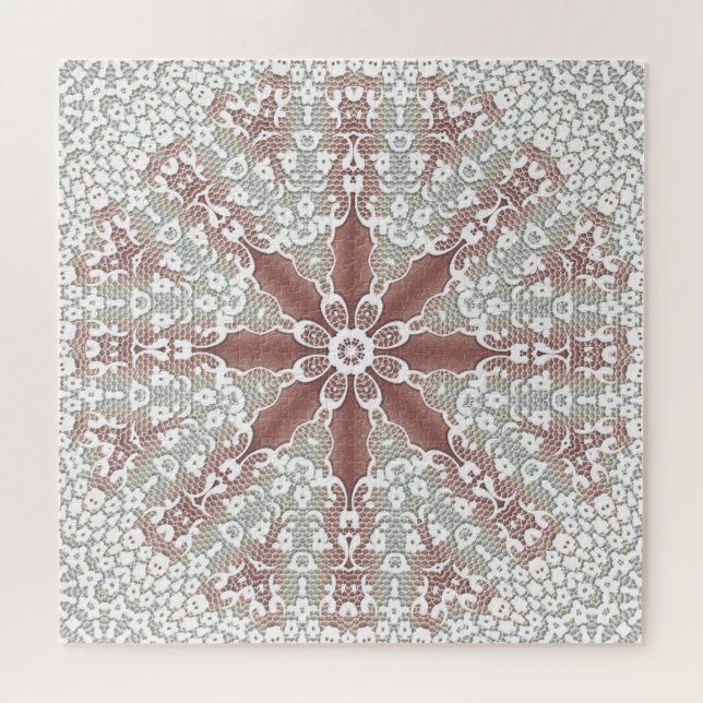 Elegant White Lace Floral Jigsaw Puzzle (Horizontal)