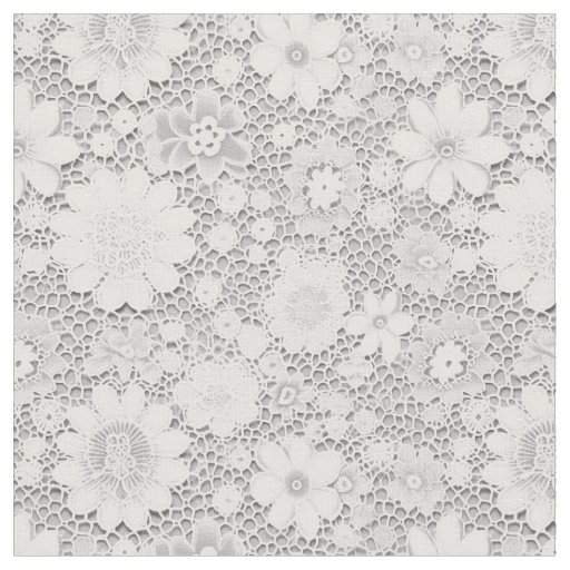 Elegant White Lace Floral Pattern Fabric