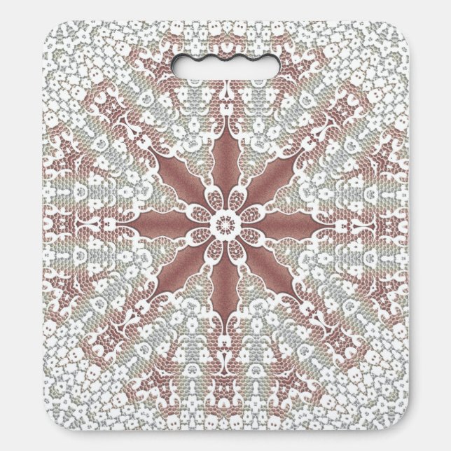 Elegant White Lace Floral Stadium Seat Cushion (Front Vertical)