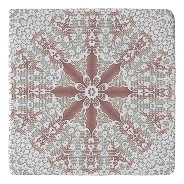 Elegant White Lace Floral Trivet (Front)