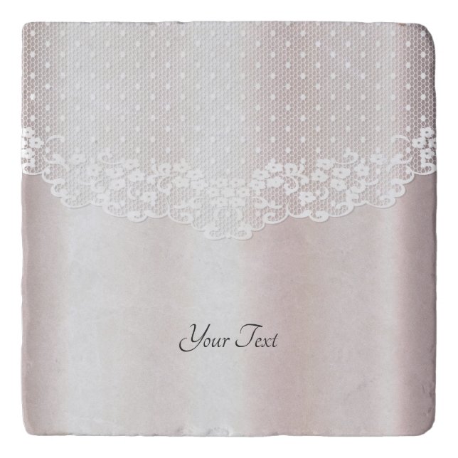 Elegant White Lace Floral Trivet (Front)
