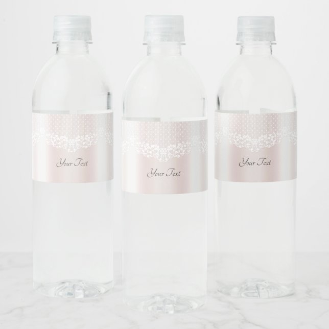 Elegant White Lace Floral Water Bottle Label (Bottles)