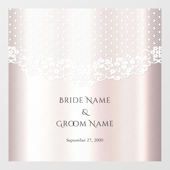 Elegant White Lace Floral Wedding Floor Decal (Front)