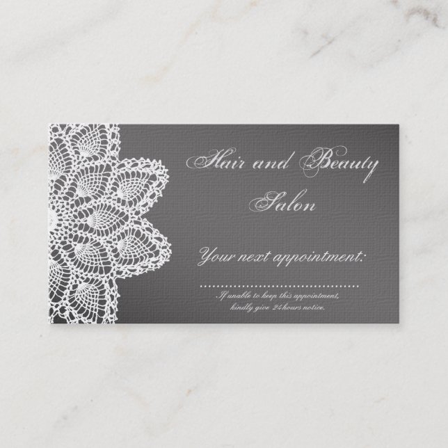 Elegant White Lace Hair & Beauty Salon Appointment (Front)