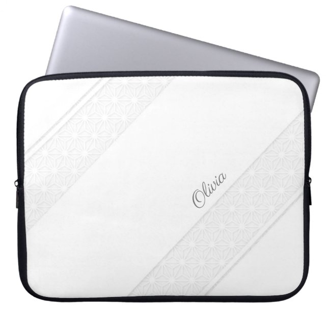 Elegant White Lace Pattern and Customization Laptop Sleeve (Front)