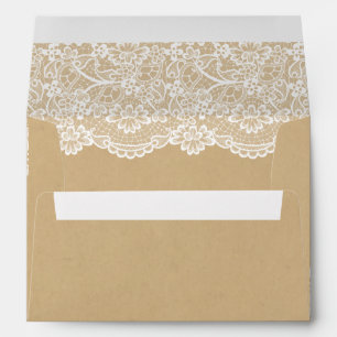 Elegant White Lace Pattern Kraft Wedding 5x7 Envelope