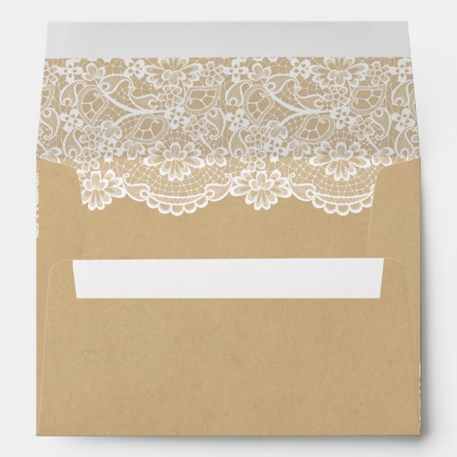 Elegant White Lace Pattern Kraft Wedding 5x7 Envelope (Back (Bottom))