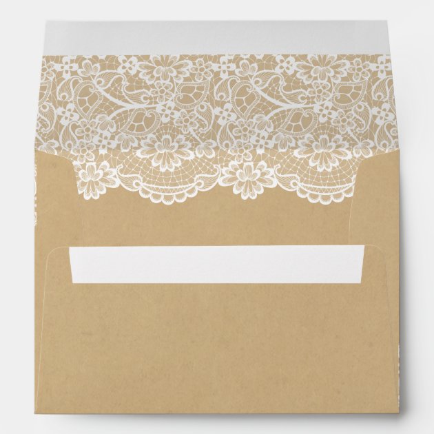 Elegant White Lace Pattern Kraft Wedding 5x7 Envelope