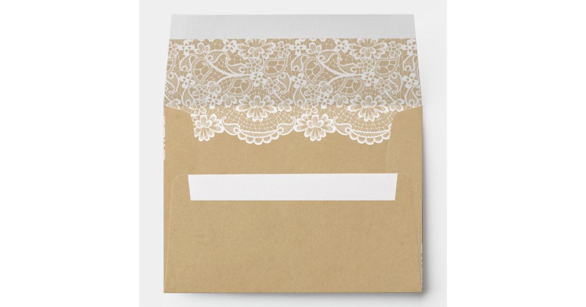 Elegant White Lace Pattern Kraft Wedding 5x7 Envelope