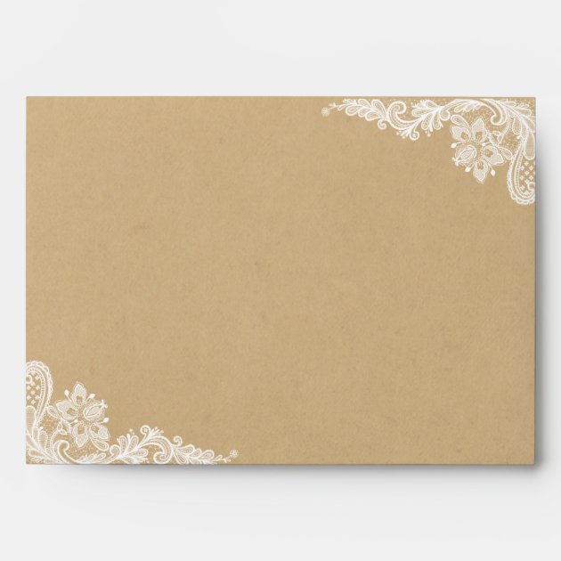 Elegant White Lace Pattern Kraft Wedding 5x7 Envelope