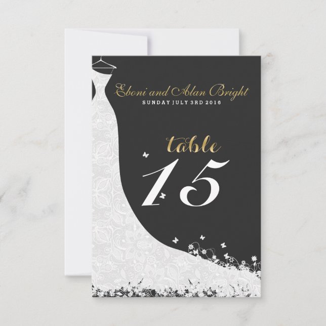 Elegant White Lace Wedding Dress Table 15 Invitation (Front)