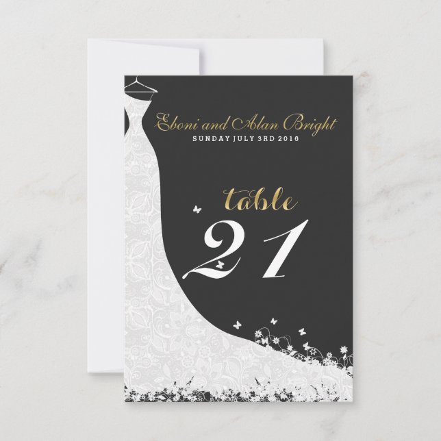 Elegant White Lace Wedding Dress Table 21 Invitation (Front)