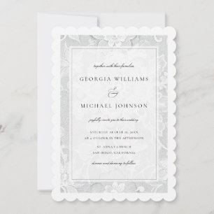 Elegant White Lace Wedding Invitation