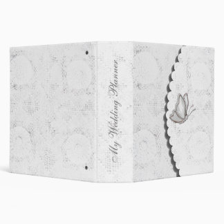 Elegant white lace Wedding Planner 3 Ring Binder