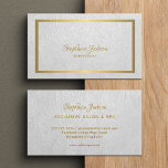Elegant white leather gold frame professional business card