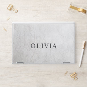 Elegant White leather HP Laptop Skin