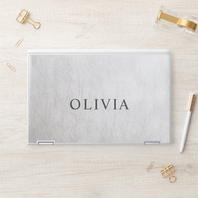  Elegant White leather HP Laptop Skin (Desk)