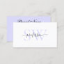 Elegant White Light Pastel Baby Blue with Initials Business Card