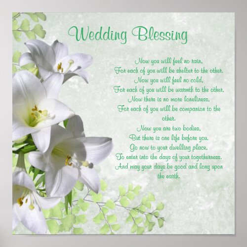 Elegant White Lilies Apache Wedding Blessing Poster