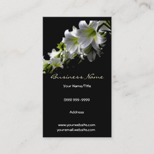 Elegant White Lilies Business/Profile Card Business Card Template