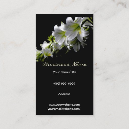 Customizable Elegant White Lilies Business/Profile Card Business Card Template