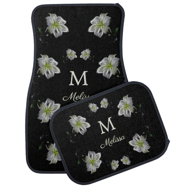 Elegant White Lilies Floral Car Floor Mat (Set)