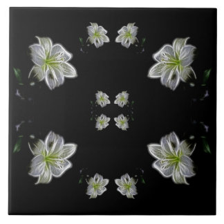 Elegant White Lilies Floral Ceramic Tile