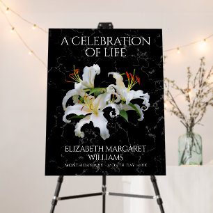 Elegant White Lilies Memorial Celebration of Life Foam Board