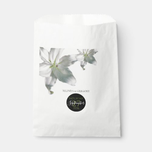 Elegant White Lilies Wedding Favor Bag
