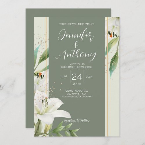 Elegant White Lilies Wedding Invitation