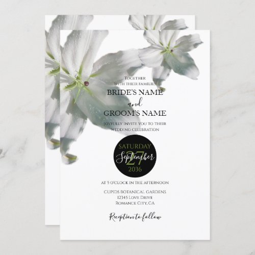 Elegant White Lilies Wedding Invitations
