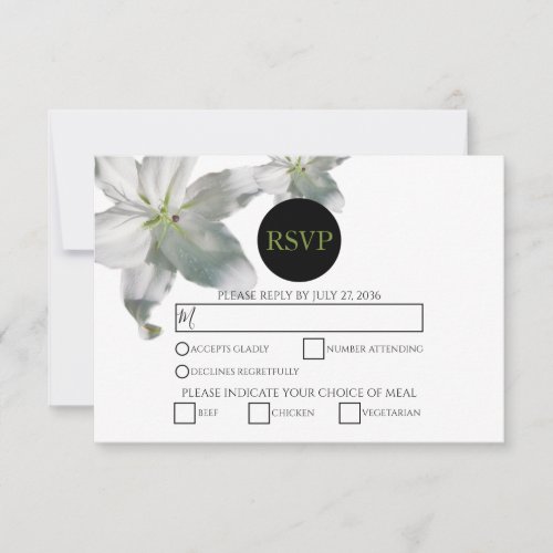 Elegant White Lilies Wedding RSVP Cards