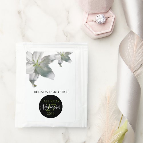 Elegant White Lilies Wedding Tea Bag Drink Mix
