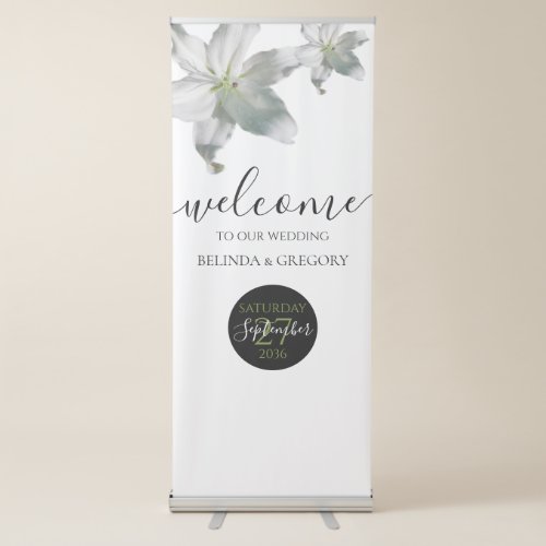Elegant White Lilies Wedding Welcome Sign