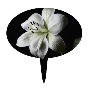 Elegant White Lily Cake Pick