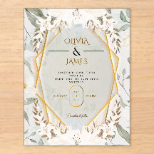 Elegant White Lily Floral Geometric Gold Wedding I