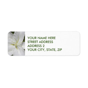 Elegant White Lily Four-Line Address Labels