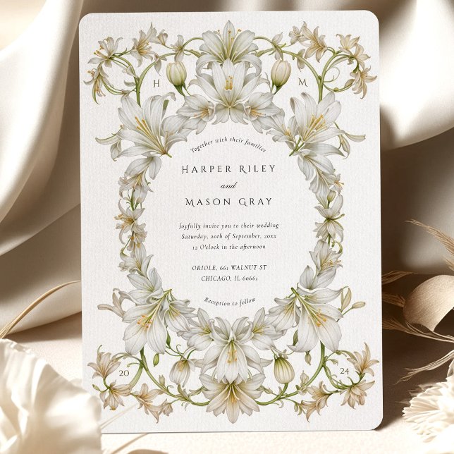 Elegant White Lily Garden Wedding Invitation (Creator Uploaded)