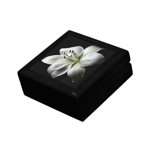 Elegant White Lily Gift Box -Small Black (Side)