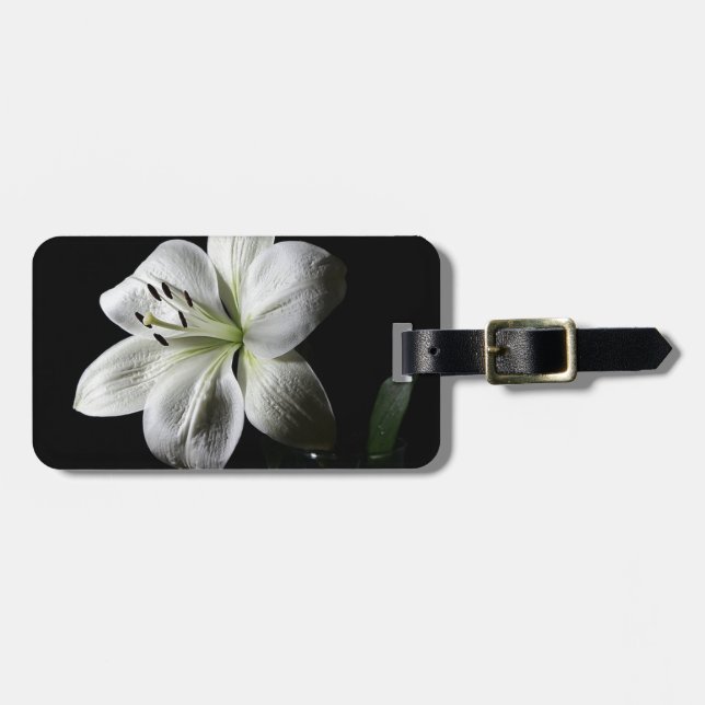 Elegant White Lily Luggage Tag (Front Horizontal)