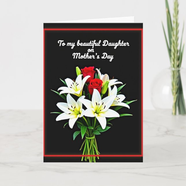 Elegant White Lily Mothers Day Card (Front)