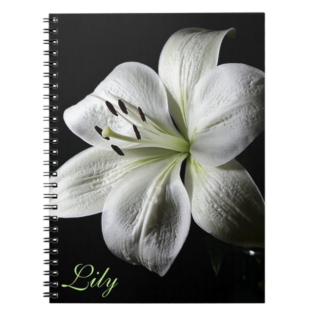 Elegant White Lily Notebook *personalize* (Front)