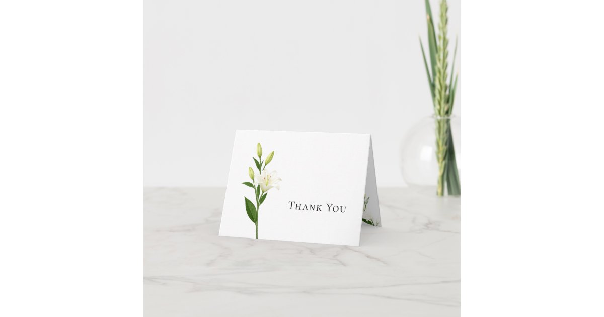 Elegant White Lily Wedding Thank You Card | Zazzle