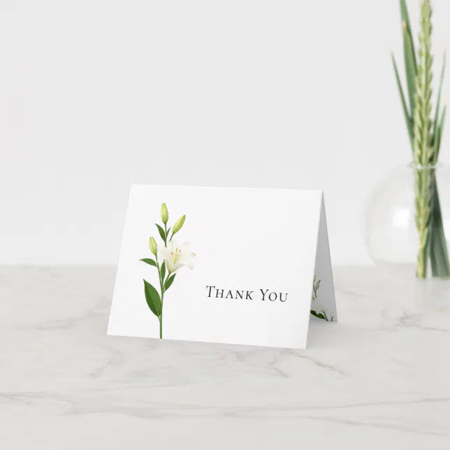 Elegant White Lily Wedding Thank You Card | Zazzle