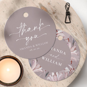 Elegant White Lily Wedding Thank You Tag