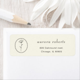 Elegant White Linen Flower Line Art Logo Monogram Label